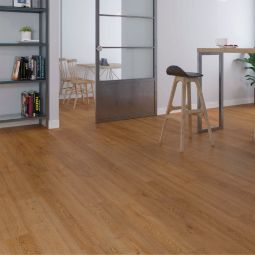 Sol vinyle SPC chêne rustique, lame large, Wellker, imitation bois massif avec isolation phonique intégrée, système de pose à clic