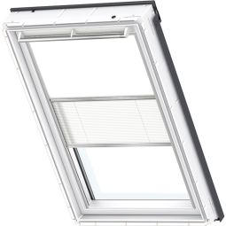 Store duo VELUX occultant tamisant DFD manuelle blanc/blanc 1025S store d'occultation et store plissé, changement flexible entre protection solaire et pare-vue, convenable pour divers fenêtre de toit VELUX
