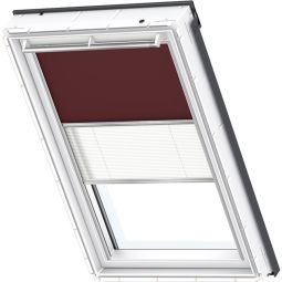 Store d'occultation VELUX Plus DFD manuel marron foncé/blanc 4559S store d'occultation et store plissé, changement flexible entre protection solaire et pare-vue, convenable pour divers fenêtre de toit VELUX