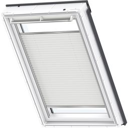 Store plissé VELUX blanc 1045S opaque, structure en toile pour une isolation thermique supplémentaire, convenable pour divers fenêtre de toit VELUX