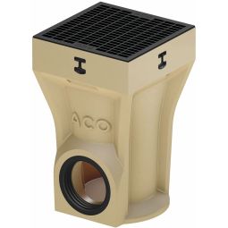 Siphon extérieur ACO Self Europoint, grille plastique Couvercle en plastique, carré, avec raccord DN/OD110 sortie horizontal
