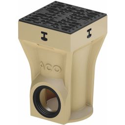 Siphon extérieur ACO Self Europoint avec grille Microgrip Couvercle en plastique Microgrip, carré, avec raccord DN/OD110 sortie horizontal