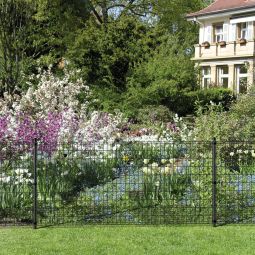 Clôture à souder Alberts Fix-Clip Pro en kit anthracite métallisée  pour le bétonnage ou l'encastrement, différentes hauteurs et longueurs, avec coussin d'assise/de genou