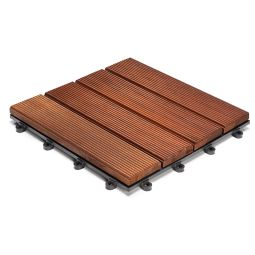florco dalle de terrasse click plus bois frêneThermique rainurée 4 dalles tailles différentes, système de click avec surface en bois véritable