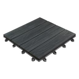 florco WPC dalle de terrasse click 3D anthracite 30x30x2,8cm, stable et solide système de click