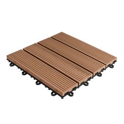 florco WPC dalle de terrasse click brun 30x30x2,8cm, stable et solide, système de click
