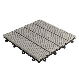 florco WPC dalle de terrasse click gris 30x30x2,8cm, stable et solide, système de click