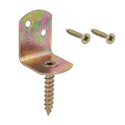 Ferrures de clôture tressées Wellker, forme L, set complet avec vis finitions : galvanisé jaune et acier inoxydable