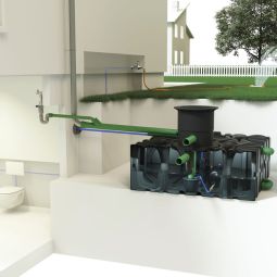 Kit de récupérateur eau de pluie enterré, ACO Rain4me Compact, citerne plate jardin et maison  utilisation flexible de l'eau de pluie, tailles différents