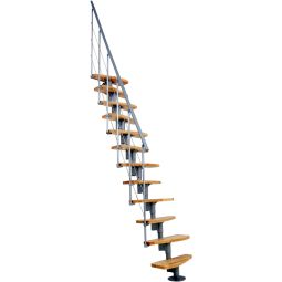 Minka escalier compact Nizza gris escalier gain de place Marches cintrées, jusqu'à une hauteur d'étage de 293 cm