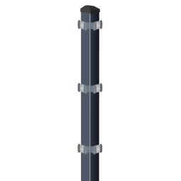 Poteau d’angle, gris anthracite à bétonner, grillage double Wellker pour clôture grillage, avec pinces de fixation, différentes tailles