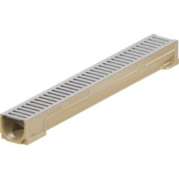 Caniveau extérieur Wellker type Belgique, grille galvanisé avec caillebotis, praticable en voiture, longueur 0,5 m et 1m