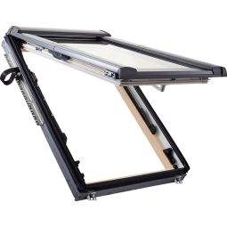 Fenêtre de toit bois Roto Designo R89 vitrage premium Quadro blueTec Plus fenêtre à projection avec triple vitrage de sécurité et d'isolation thermique, revêtement antibuée, classe d'isolation acoustique 3