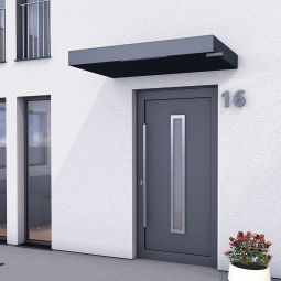 Auvent rectangulaire BS Plus avec gouttière anthracite marquise d'entrée avec gouttière à droite ou à gauche