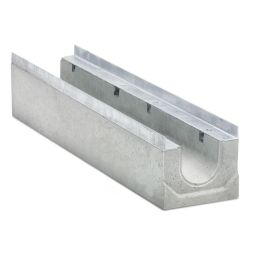 Caniveau de drainage BIRCOsir 100 sans pente intérieure Caniveau de drainage en béton pour charges lourdes avec cadre massif en acier combiné galvanisé à chaud et joint de sécurité, différentes versions