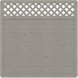 Panneau brise-vue bois, TraumGarten ARZAGO gris avec treillis cadre renforcé, lames rabotées lisses, différentes tailles