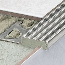 Profil d'escalier Schlüter-TREP-E en acier inoxydable V2A différentes longueurs