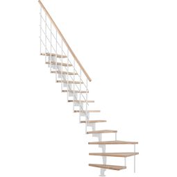 Minka escalier compact Style Turn 1/4 tournant blanc escalier gain de place Marches et main courante en hêtre massif, possibilité de tourner à 90° vers la droite ou la gauche