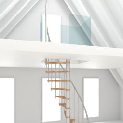 Escalier en colimaçon Minka Suono Smart hêtre blanc inkl. Metallgeländer