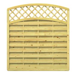 Panneau brise-vue bois, TraumGarten XL avec treillis rond-dessus cadre renforcé, lames rabotées lisses, tailles différentes