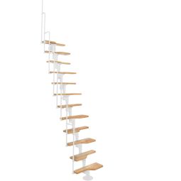 Minka escalier compact Twister hêtre blanc escalier gain de place inclus garde-corps en métal, jusqu'à une hauteur d'étage de 294 cm