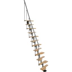Minka escalier compact Vienna hêtre gris escalier gain de place Marches en bois de hêtre massif, jusqu'à une hauteur d'étage de 293 cm