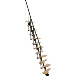 Minka escalier compact Vienna hêtre noir escalier gain de place Marches en bois de hêtre massif, jusqu'à une hauteur d'étage de 293 cm