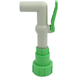 Vanne à boule PVC IBC avec système anti-rotation S60x6 Raccord cannelé 1 1/4