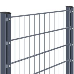 Kit clôture grillage double fils, anthracite, montage à visser avec plaque Individualisez votre clôture grillage - tous les poteaux et matériaux de fixation à visser avec plaque inclus.