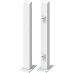 TraumGarten Ensemble de poteaux de portail pour portail simple CARA, blanc, à visser Lot de 2 avec gonds soudés, pour hauteur de portail 70 cm