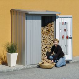 Abri bûches Biohort WoodStock argent 7
