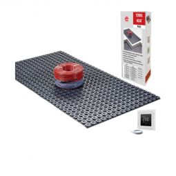 Plancher chauffant électrique Jollytherm 3en1 Terraheat PLUS All IN ONE kit Premium Chauffage au sol à haut rendement énergétique avec tapis d?étanchéité et de découplage, montage seulement 5,5 mm, pour carrelage et sols en pierre naturelle, thermostat WLAN inclus
