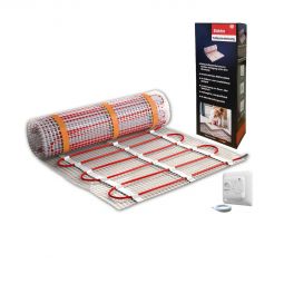 Plancher chauffant Wellker électrique E-Heat kit standard avec thermostat analogique Pour la pose directe sous les carreaux et les pierres naturelles, convient pour des pièces complètes ou des surfaces partielles, système de tapis prêt à être raccordé, économe en énergie, sans entretien