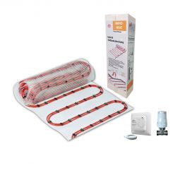 Plancher chauffant hybride Jollytherm Chauffage Vario-Heat Kit électrique + eau Système de chauffage ALL IN ONE électrique + eau chaude comme un système de tapis chauffant, prêt à chauffer toute l?année, pose directement sous les carreaux et les sols en pierre naturelle