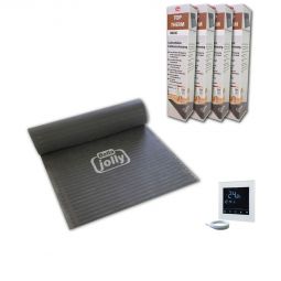 Plancher chauffant électrique Jollytherm   Top-Therm BASIC kit Comfort Feuilles de carbone d?une épaisseur de 1 mm pour la pose exclusive sous les sols stratifiés, en parquet et en vinyle clipsdans le domaine résidentiel, idéales pour la rénovation ou la construction neuve, y compris le thermostat