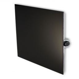 Chauffage infrarouge Jollytherm avec verre de sécurité trempé (ESG) pour mur et plafond noir 400 W / 1200 W façade en verre ESG de haute qualité, élément chauffant en carbone performant, réglage continu de la température, montage horizontal ou vertical possible