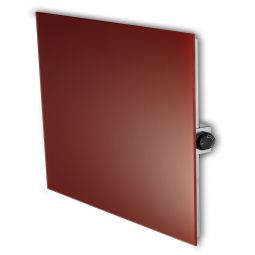 Radiateur infrarouge Jollytherm avec verre ESG pour mur et plafond rouge 400 W / 1200 W Façade en verre ESG haut de gamme, élément chauffant en carbone puissant, réglage continu de la température, montage horizontal ou vertical possible
