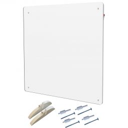 Wellker panneau chauffant WP400 infrarouge blanc prêt à brancher 230 V utilisable en mural ou sur pied, face avant recouvrable avec une peinture acrylique, 60 x 60 cm