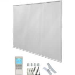 Wellker panneau chauffant KP400 infrarouge, coloris blanc, prêt à brancher 230 V poids ultra léger, surface plastique de haute qualité, utilisable en mural ou sur pied, différentes versions