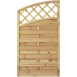 Clôture pare-vue T&J Maxi double arc clôture bois à lamelles en pin/épicéa, 90x160/140 cm avec des lamelles rainurées