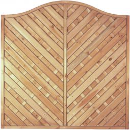 Clôture pare-vue T&J Maxi-Diagonal Couronne Clôture à lamelles panneau en pin/épicéa, avec des vis en acier inoxydable, lamelles rainurées, imprégné sous pression, 180x180/160 cm