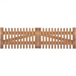 Double porte T&J clôture de jardin verticale porte double en bois traité en autoclave, 300x80 cm ou 300x100 cm, avec clous galvanisés et écartement des lattes de 6 cm