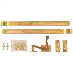 Ferrure de porte individuelle T&J ferrure de recouvrement en métal galvanisé, composé de paumelles et d'une garniture de poignée