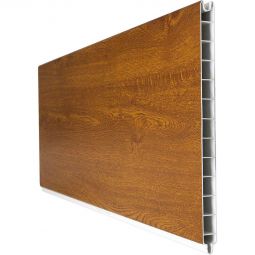 Clôture à emboîter en PVC GroJa BasicLine lame simple couleur golden oak panneau à lamelles  Plastique de haute qualité avec film PVC, nombreuses possibilités de combinaison, 180x30x1,9 cm
