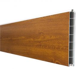 Clôture à emboîter étroite PVC GroJa BasicLine lame simple couleur golden oak panneau à lamelles  Plastique de haute qualite ennobli d'un film PVC, nombreuses combinaisons possibles, 180x15x1,9 cm