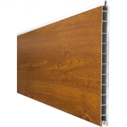 Clôture occultante Grola BasicLine Premium lame simple couleur golden oak panneau à lamelles En plastique de haute qualité, recouvert d'un film décoratif en PVC, nombreuses possibilités de combinaisons, 180x28,4x1,9 cm