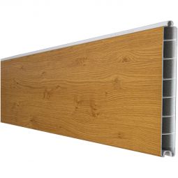 Clôture à emboîter étroite PVC GroJa BasicLine lame simple couleur chêne cendré natur panneau à lamelles  Kit de 12 panneaux étroits, renforts en acier, profilé de finition et 2 entretoises, 180x180x1,9 cm
