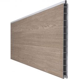 Clôture occultante Grola BasicLine Premium lame simple couleur sheffield oak panneau à lamelles En plastique de haute qualité, recouvert d'un film décoratif en PVC, nombreuses possibilités de combinaisons, 180x28,4x1,9 cm