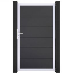 Portail simple GroJa BasicLine PVC pour clôture à lames emboîtables anthracite Stabilité et longévité exceptionnelles, cadre en aluminium avec remplissage en PVC, dimensions 100x180x4 cm