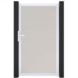 Portail simple GroJa BasicLine PVC pour clôture à lames emboîtables blanc Stabilité et longévité exceptionnelles, cadre en aluminium avec remplissage en PVC, dimensions 100x180x4 cm
